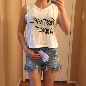 Minkpink tank S, Zara denim shorts xs